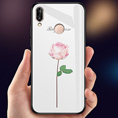 Silicone Frame Flowers Mirror Case for Huawei P Smart (2019) Pink