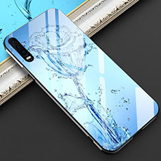 Silicone Frame Flowers Mirror Case for Huawei P30 Blue