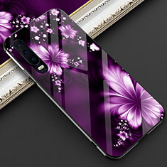 Silicone Frame Flowers Mirror Case for Huawei P30 Purple