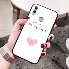 Silicone Frame Love Heart Mirror Case Cover for Huawei Honor 10 Lite Pink
