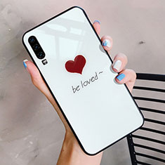 Silicone Frame Love Heart Mirror Case Cover for Huawei P30 White