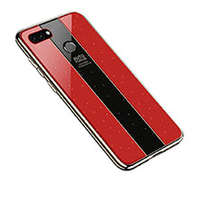 Silicone Frame Mirror Case Cover for Huawei Enjoy 8 Plus Red