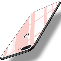 Silicone Frame Mirror Case Cover for Huawei Honor 9i Pink