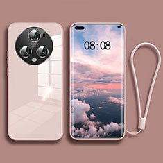 Silicone Frame Mirror Case Cover for Huawei Honor Magic5 Pro 5G Rose Gold