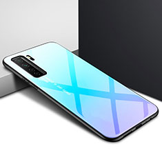 Silicone Frame Mirror Case Cover for Huawei Nova 7 SE 5G Sky Blue