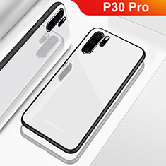 Silicone Frame Mirror Case Cover for Huawei P30 Pro New Edition White