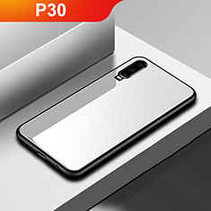 Silicone Frame Mirror Case Cover for Huawei P30 White