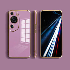 Silicone Frame Mirror Case Cover for Huawei P60 Art Clove Purple