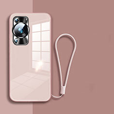 Silicone Frame Mirror Case Cover for Huawei P60 Pro Rose Gold