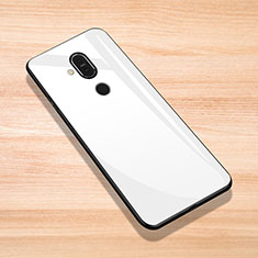 Silicone Frame Mirror Case Cover for Nokia X7 White