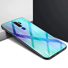 Silicone Frame Mirror Case Cover for Oppo A11X Cyan