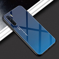 Silicone Frame Mirror Case Cover for Oppo A91 Blue