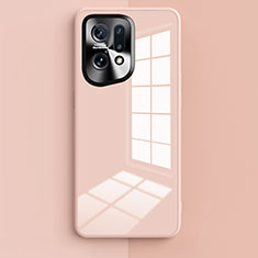 Silicone Frame Mirror Case Cover for Oppo Find X5 Pro 5G Pink