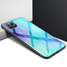 Silicone Frame Mirror Case Cover for Oppo Reno4 SE 5G Cyan