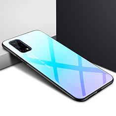 Silicone Frame Mirror Case Cover for Realme X7 Pro 5G Mint Blue