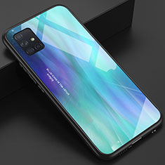 Silicone Frame Mirror Case Cover for Samsung Galaxy M40S Cyan