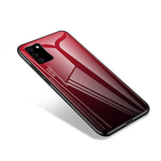 Silicone Frame Mirror Case Cover for Samsung Galaxy S20 Lite 5G Red and Black