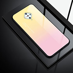 Silicone Frame Mirror Case Cover for Vivo X50 Lite Yellow