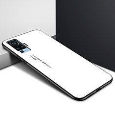 Silicone Frame Mirror Case Cover for Vivo X50 Pro 5G White