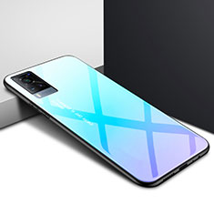 Silicone Frame Mirror Case Cover for Vivo X60 5G Sky Blue