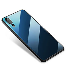 Silicone Frame Mirror Case Cover M01 for Huawei P20 Blue