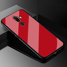 Silicone Frame Mirror Case Cover M01 for Nokia 7 Plus Red