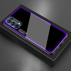 Silicone Frame Mirror Case Cover M01 for Oppo Reno5 5G Purple
