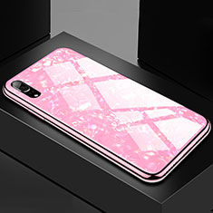 Silicone Frame Mirror Case Cover M02 for Huawei P20 Pink