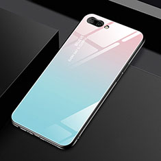 Silicone Frame Mirror Case Cover M02 for Oppo A12e Mint Blue