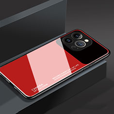 Silicone Frame Mirror Case Cover M03 for Apple iPhone 13 Pro Red