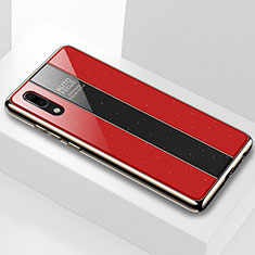 Silicone Frame Mirror Case Cover M03 for Huawei P20 Red