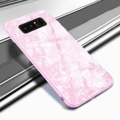 Silicone Frame Mirror Case Cover M04 for Samsung Galaxy Note 8 Duos N950F Pink