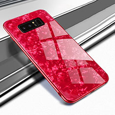 Silicone Frame Mirror Case Cover M04 for Samsung Galaxy Note 8 Duos N950F Red