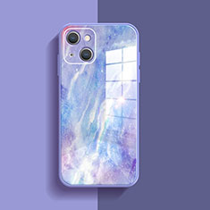 Silicone Frame Mirror Case Cover M05 for Apple iPhone 13 Mini Purple