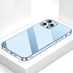 Silicone Frame Mirror Case Cover M05 for Apple iPhone 13 Pro Blue
