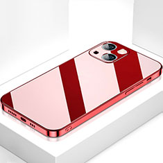 Silicone Frame Mirror Case Cover M09 for Apple iPhone 13 Mini Red