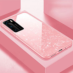 Silicone Frame Mirror Case Cover T01 for Huawei P40 Pink