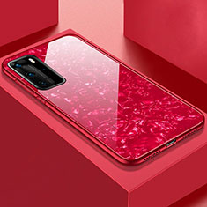 Silicone Frame Mirror Case Cover T01 for Huawei P40 Pro Red