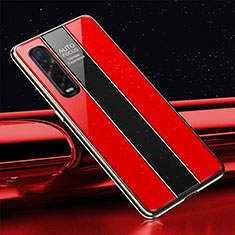 Silicone Frame Mirror Case Cover T01 for Oppo Find X2 Pro Red