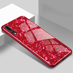 Silicone Frame Mirror Case Cover T02 for Huawei P20 Red