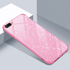 Silicone Frame Mirror Case Cover T02 for Oppo K1 Pink