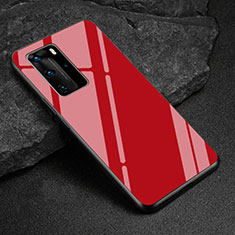 Silicone Frame Mirror Case Cover T03 for Huawei P40 Pro Red