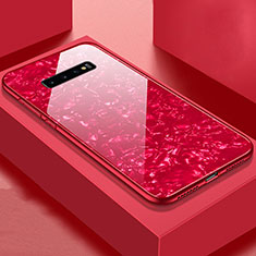 Silicone Frame Mirror Case Cover U01 for Samsung Galaxy S10 Red