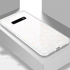 Silicone Frame Mirror Case Cover U01 for Samsung Galaxy S10 White