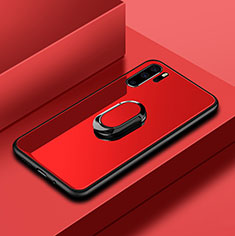 Silicone Frame Mirror Case Cover with Finger Ring Stand for Huawei P30 Pro New Edition Red