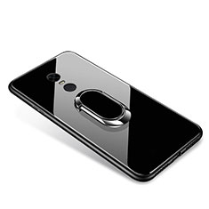 Silicone Frame Mirror Case Cover with Finger Ring Stand for Xiaomi Redmi 5 Plus Black