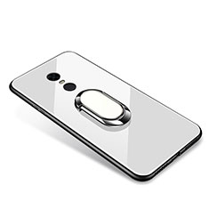 Silicone Frame Mirror Case Cover with Finger Ring Stand for Xiaomi Redmi 5 Plus White