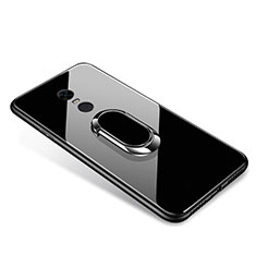 Silicone Frame Mirror Case Cover with Finger Ring Stand for Xiaomi Redmi Note 5 Indian Version Black