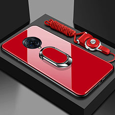 Silicone Frame Mirror Case Cover with Magnetic Finger Ring Stand for Vivo Nex 3 Red