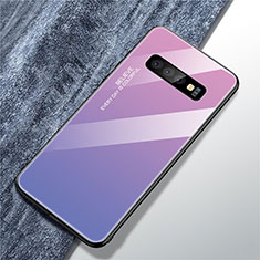 Silicone Frame Mirror Rainbow Gradient Case Cover A01 for Samsung Galaxy S10 Plus Purple
